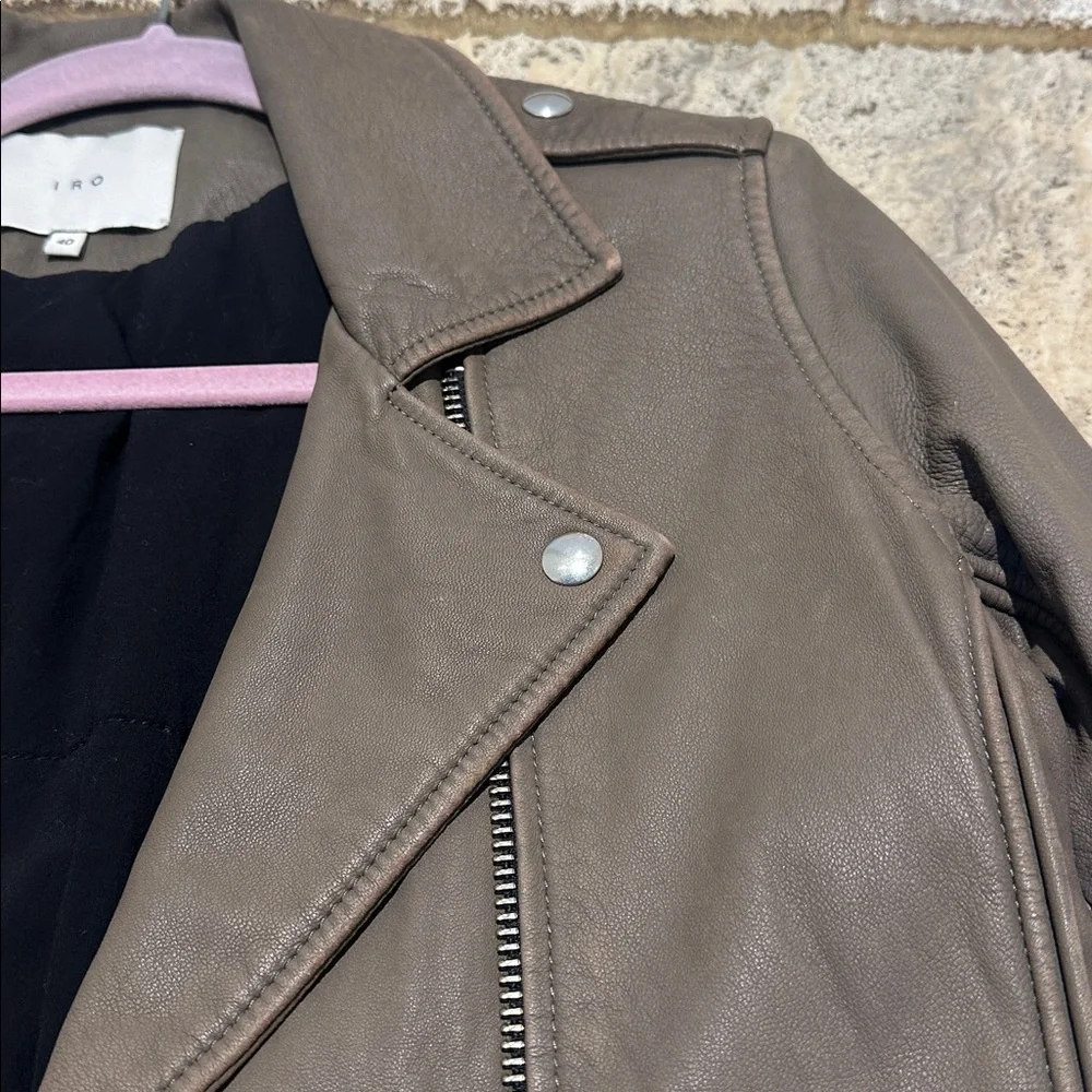 IRO Leather Moto Jacket in Gray/Putty Color - Picture 3 of 12